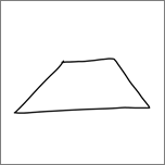 Prikazuje trapezoid, narisano s peresom.