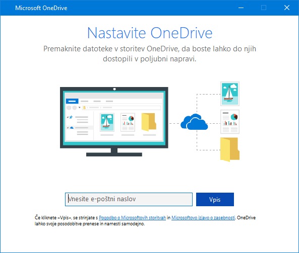Novi uporabniški vmesnik zaslona za nastavitev za OneDrive