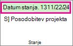 Slika »Nastavitev datuma stanja za projekt«