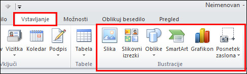Outlook 2010 Vstavljanje slike