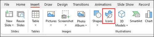 Vstavljanje ikon za PowerPoint