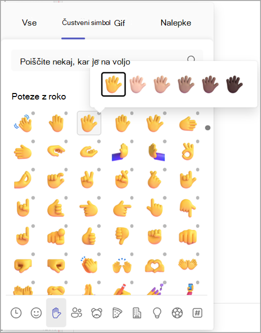 Screenshot showing how to change your emoji skin tone