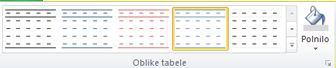 Table formatting interface in Publisher 2010