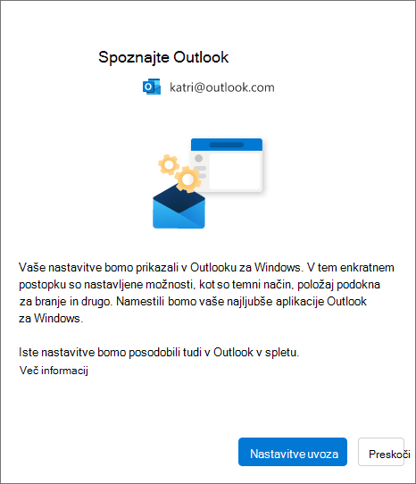 Uvoz nastavitev v novi Outlook za Windows