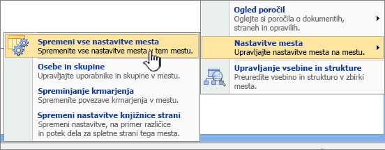 Možnost »Spreminjanje vseh nastavitev mesta« v razdelku »Nastavitve mesta«