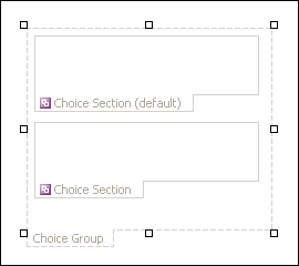 A choice group selected in design mode