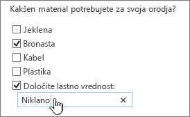 Vprašanje ankete z določanjem lastne vrednosti