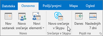 Načrtovanje srečanja v Skypu za podjetja