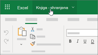 Kazalec za izbiranje imena datoteke v Excelu