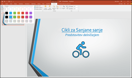 Spreminjanje videza slike SVG z galerijo slogov v programu PowerPoint 2016