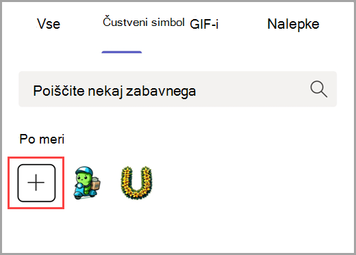 Izberite znak plus, da dodate čustvene simbole po meri.