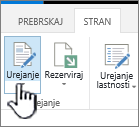 Zavihek »Stran« z označenim gumbom »Urejanje«