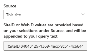 Vrednosti »SITEID« in »WebID« za poizvedbe po meri