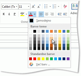 Paleta barv pisav na traku