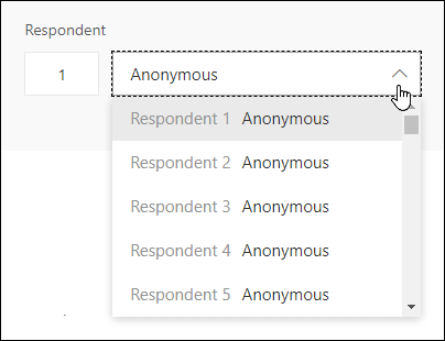 Oglejte si spustni seznam anketirancev v Microsoft Forms