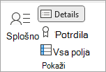 Posnetek zaslona ikone »Podrobnosti« za vnos dodatnih podatkov za stik.