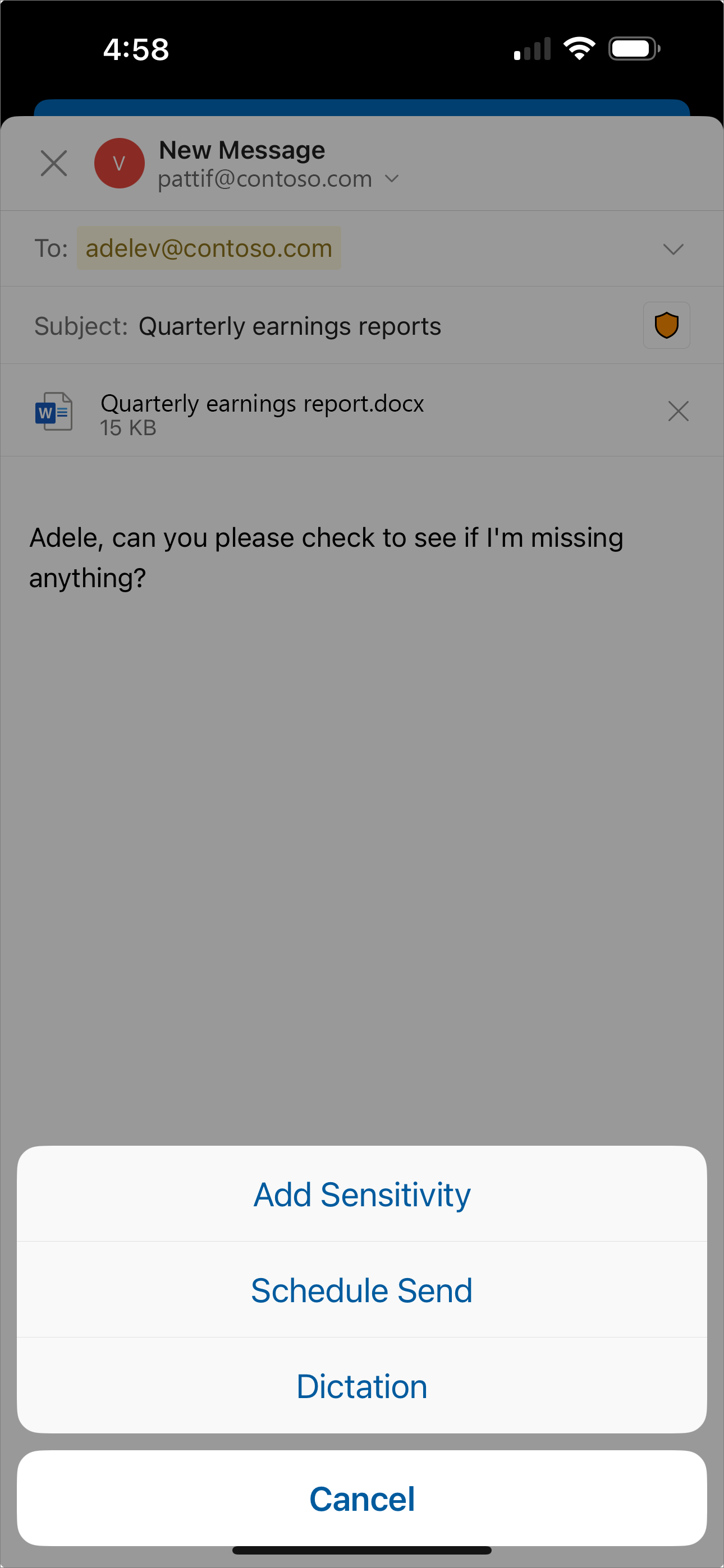 iOS Edit Sensitivity setting in message