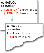 listnum fields used to generate letters on the same lines as numbers