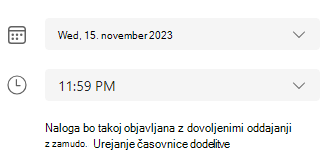 urejanje časovnice naloge