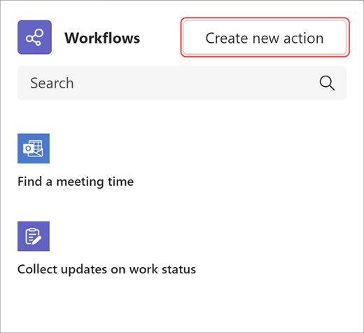 Screenshot showing how to create a new workflow action