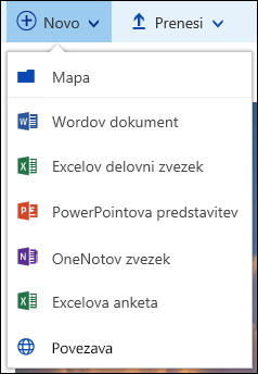 Office 365: ustvarjanje nove mape ali dokumenta