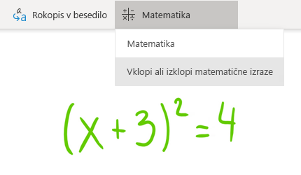 Možnost» matematični gumb «v OneNotu za Windows 10