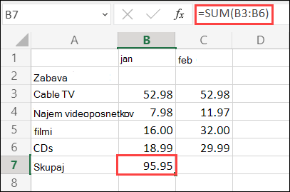 Excel za formulo spletne samodejne vsote