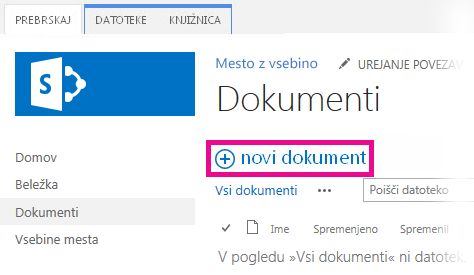 Kliknite »Dodaj«, da povlečete datoteke v knjižnico