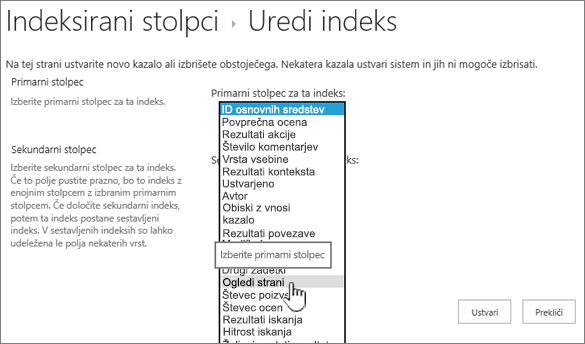 Edit index page with column selected from drop down box