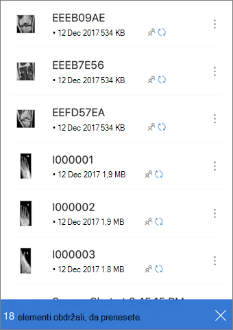 Besedilo uporabniškega vmesnika, ki označuje datoteke, ki čakajo na prenos