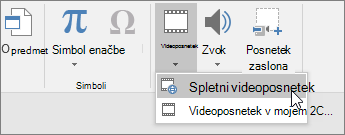 Dodajanje videoposnetka na diapozitive