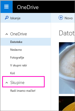 Skupine Windows Live v storitvi OneDrive