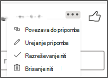 Resolve thread option highlighted from drop down.