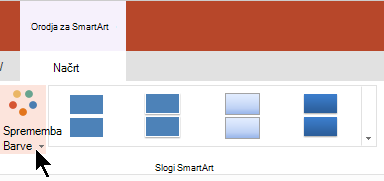 V razdelku Orodja za SmartArt izberite Spremeni barve, da odprete galerijo barv