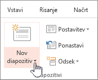 gumb »Nov diapozitiv«