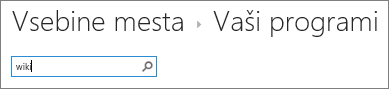 Polje za iskanje aplikacije z vnesenim wikijem