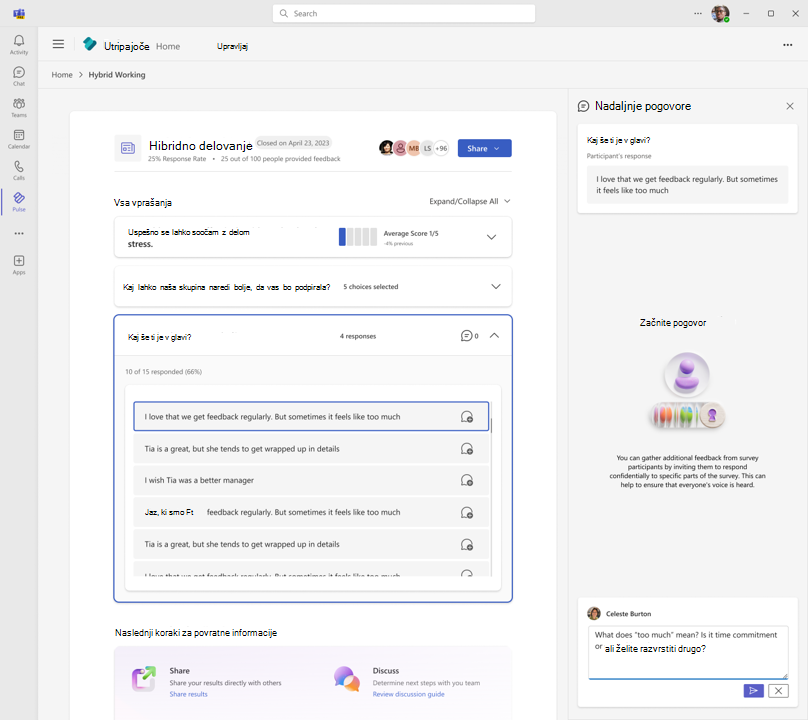 Image showing how a Pulse author can start a new conversation in Pulse reports