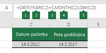 Izračunavanje datume na osnovu drugog datuma