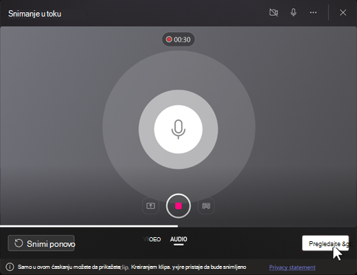 Snimak ekrana koji prikazuje audio snimak spreman za redigovanje