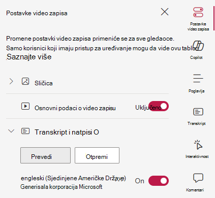 Korisnički interfejs koji prikazuje dugme "Prevedi"
