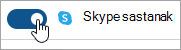 Snimak ekrana koji prikazuje preklopnik za podešavanje Skype sastanka