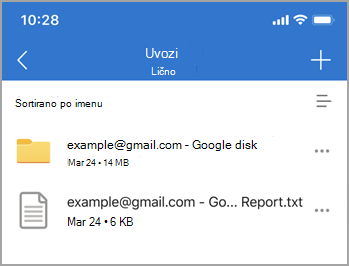 Uvoz snimka ekrana datoteke