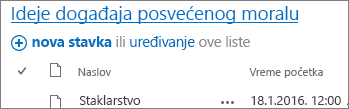 Veb segment liste sa strelicom koja pokazuje na vezu za naslov.