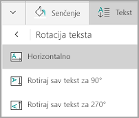 Rotiranje teksta tabele Windows Mobile
