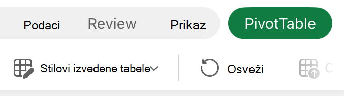 PivotTable tab on iPad