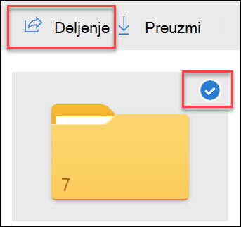 Image of a folder in OneDrive and the Share option.