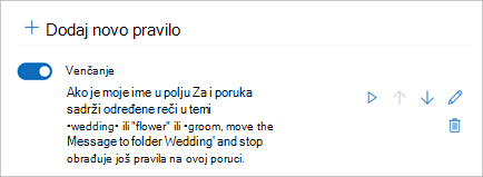 Koristite preklopnik da biste onemogućili ili omogućili pravilo.