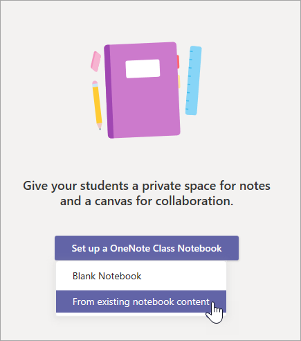 Kreirajte beležnicu za razred iz postojećeg sadržaja beležnice.
