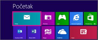 Windows 8 početna stranica prikazuje pločicu „Pošta“