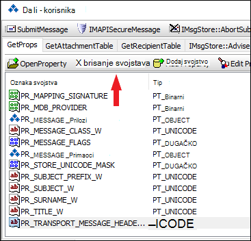 Koristite OutlookSpy da biste izbrisali PR_TRANSPORT_MESSAGE_HEADERS svojstvo.